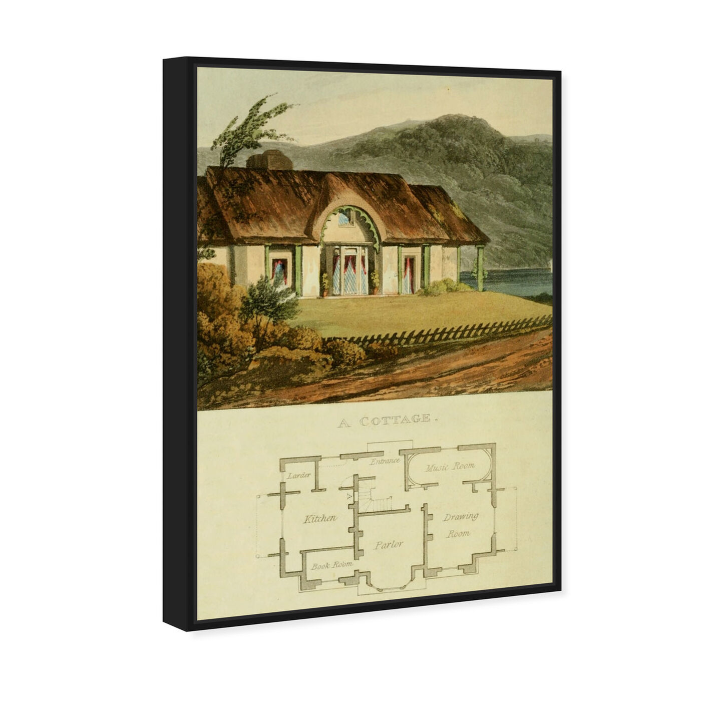 Angled view of Cottage II - The Art Cabinet featuring classic and figurative and classic art.