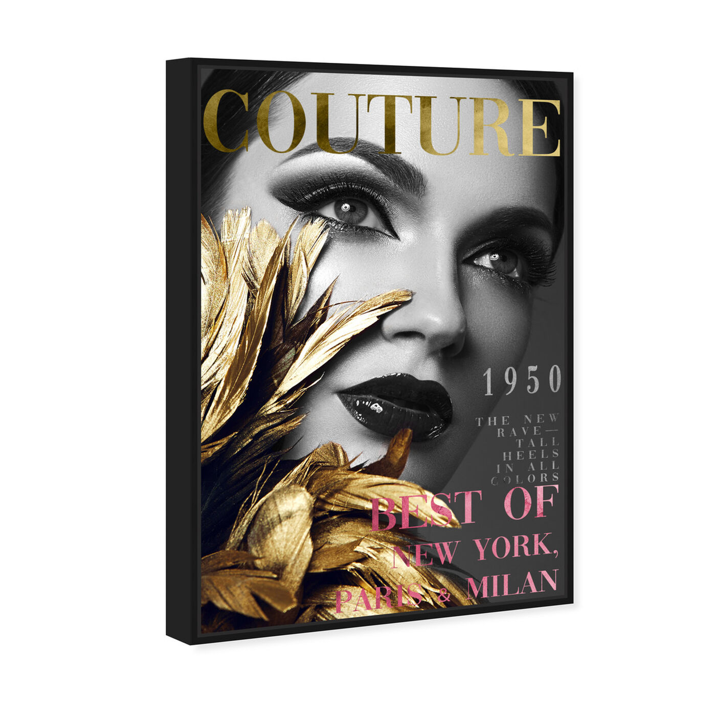 Angled view of Cover Fashion Feathered Couture featuring fashion and glam and makeup art.