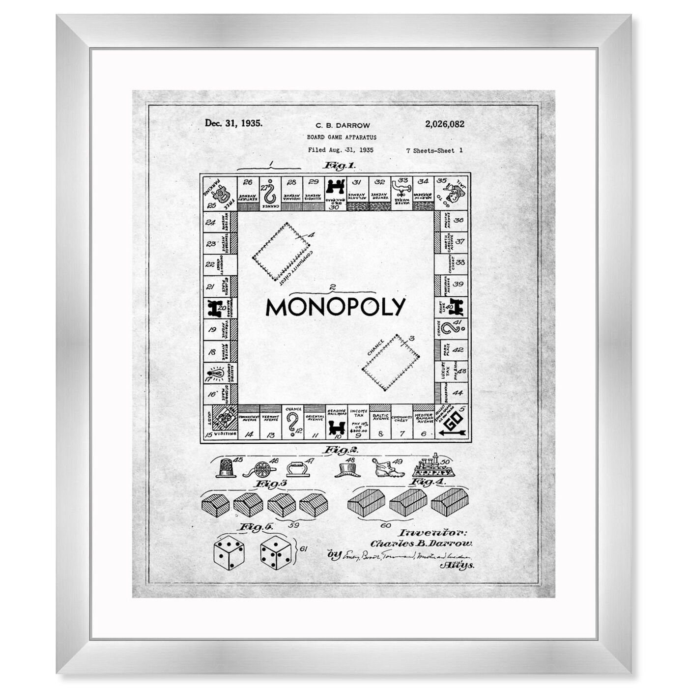 Front view of Monopoly 1935 - Gray featuring entertainment and hobbies and board games art.