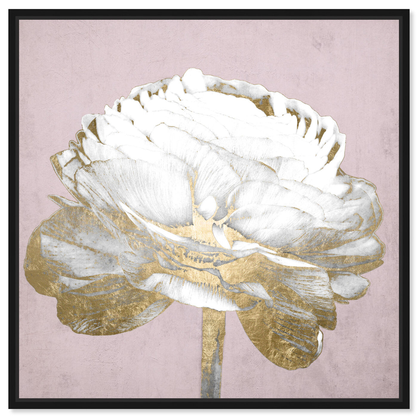 Front view of Blush Gold Luxe Flower featuring floral and botanical and florals art.