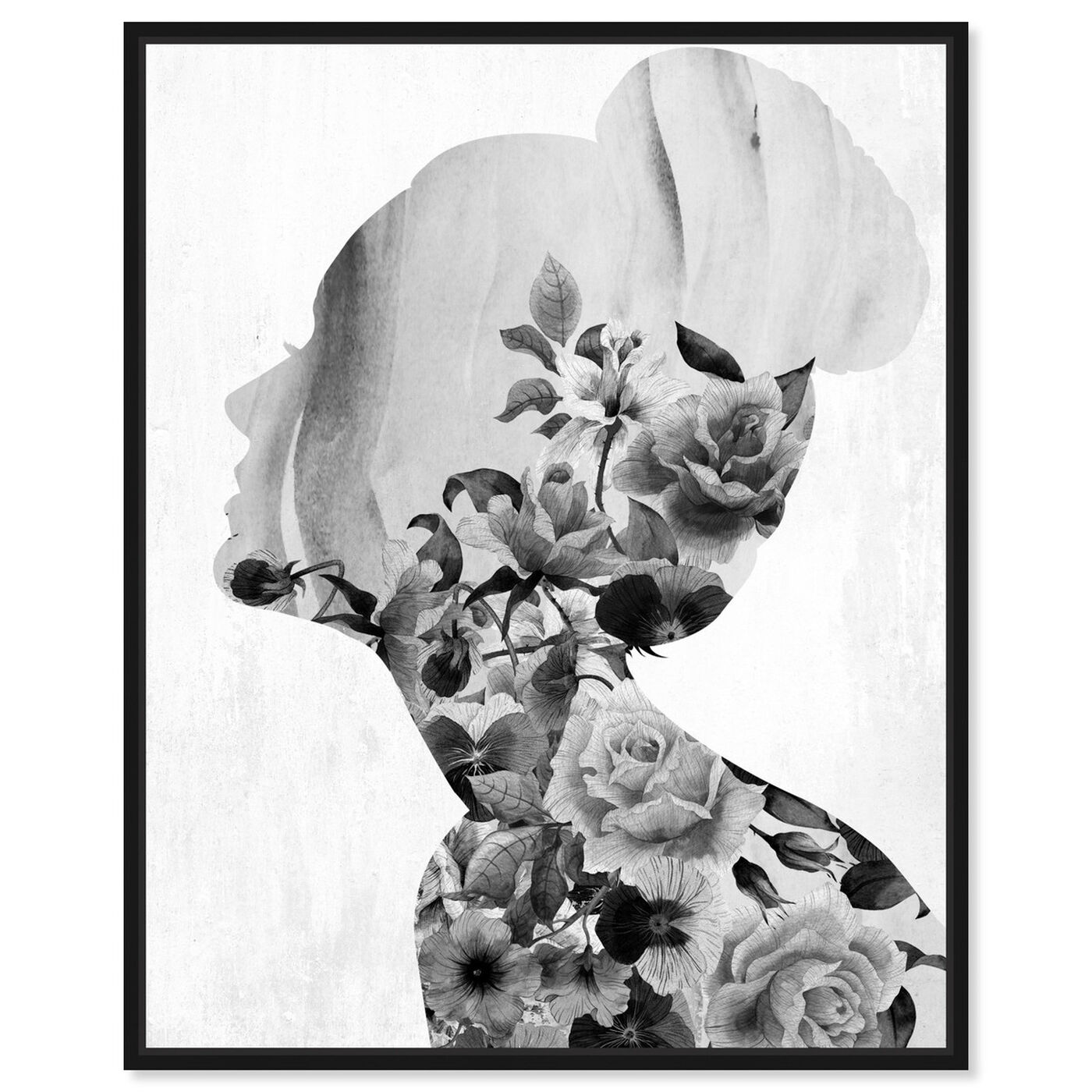 Front view of Flower Built White and Black featuring floral and botanical and florals art.