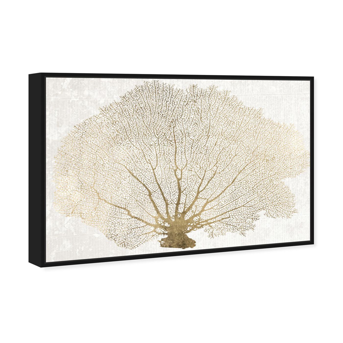 Angled view of Gold Coral Fan featuring nautical and coastal and marine life art.