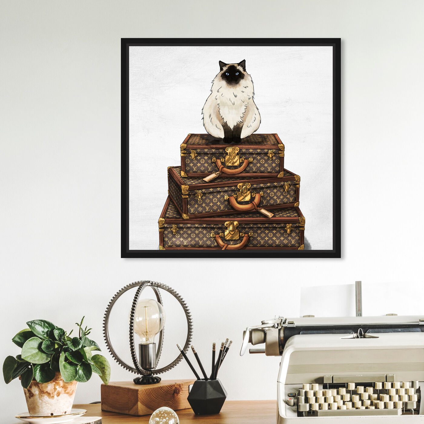 Hanging view of Siamese Suitcase featuring fashion and glam and travel essentials art.