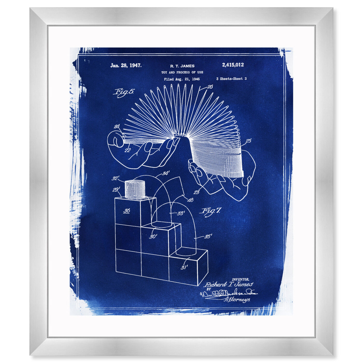 Front view of Slinky 1947 - Blue featuring symbols and objects and toys art.