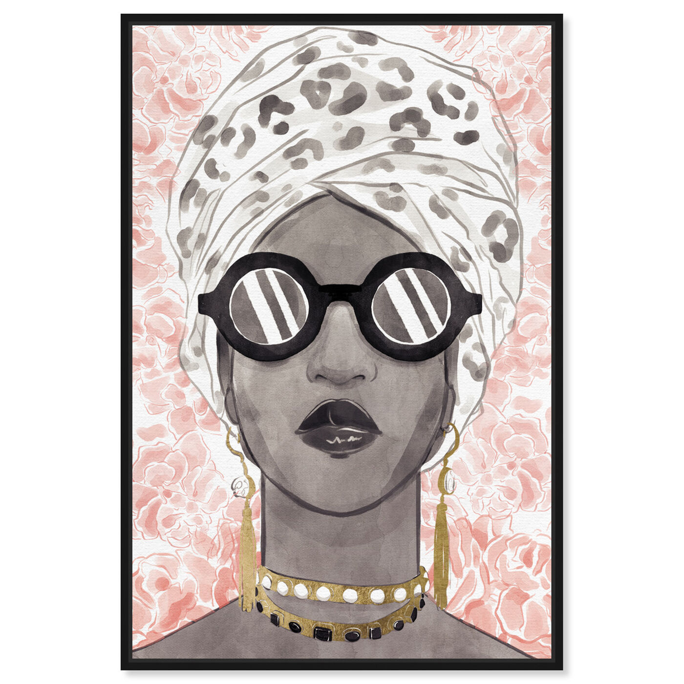 Front view of Spots and Shades featuring fashion and glam and accessories art.