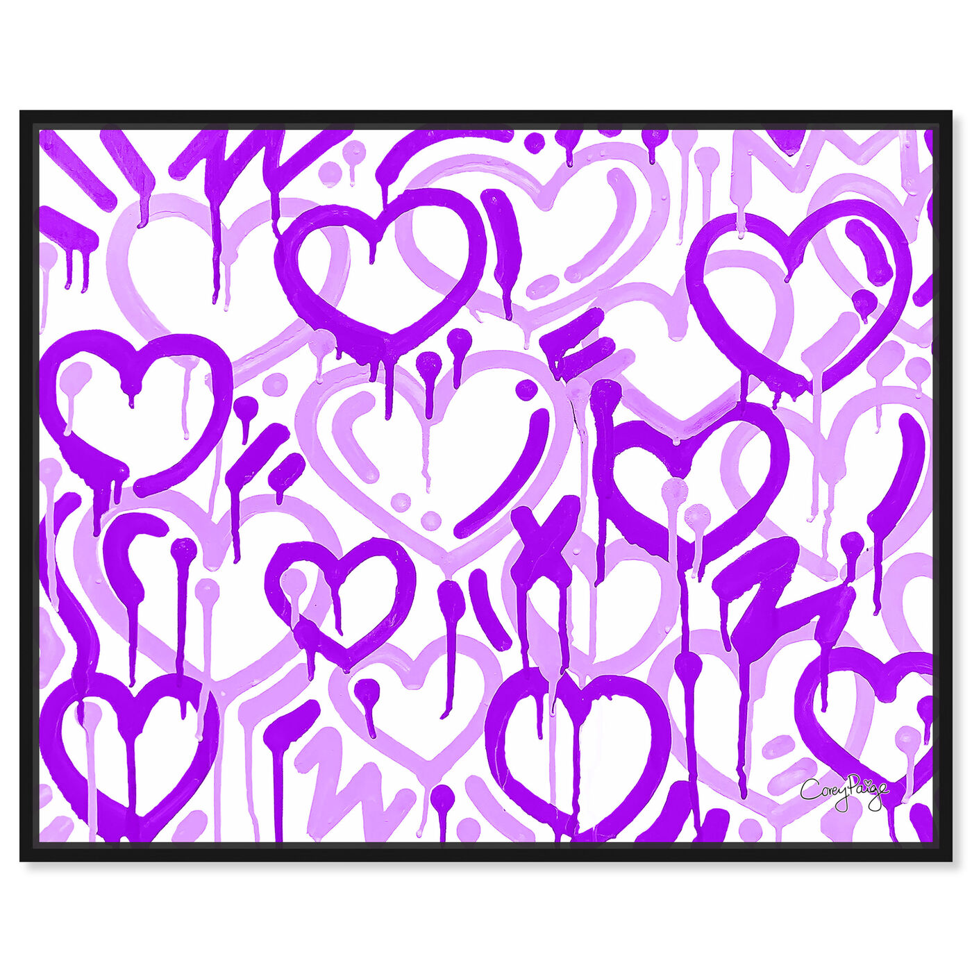 Front view of Corey Paige - Purple & White Electric Love  featuring fashion and glam and hearts art.