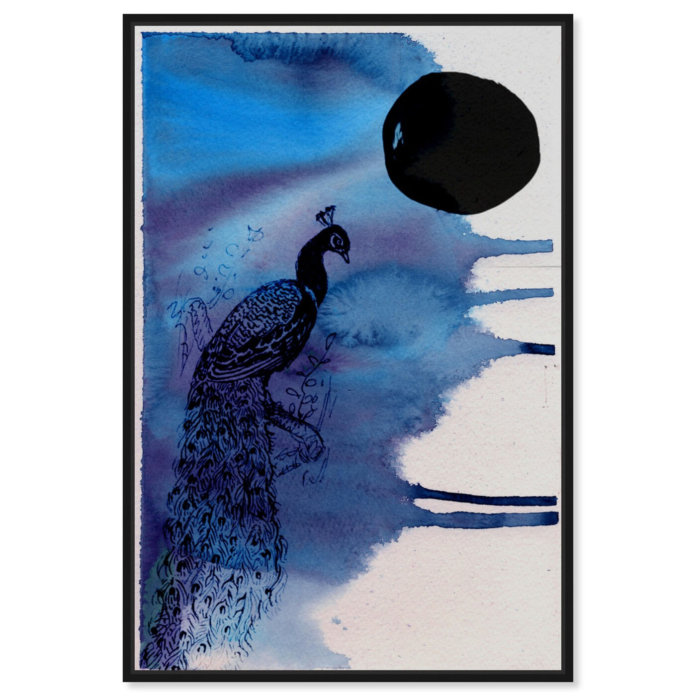 Front view of Indian Peafowl featuring animals and birds art.