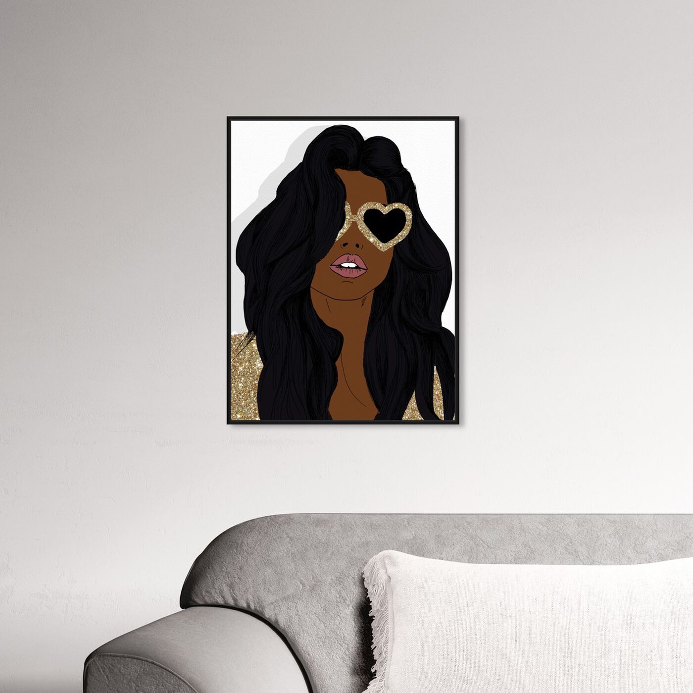 Hanging view of Brunette Heart Sunglasses featuring fashion and glam and accessories art.