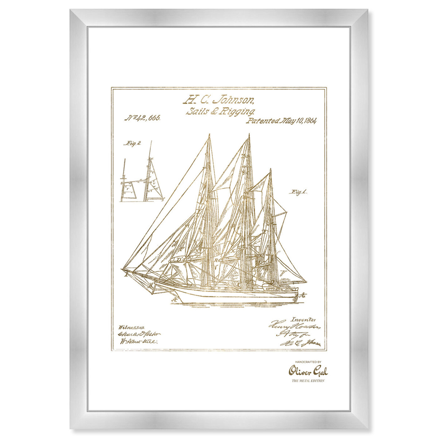 Front view of Sail and Rigging 1864 Gold featuring nautical and coastal and nautical watercrafts art.