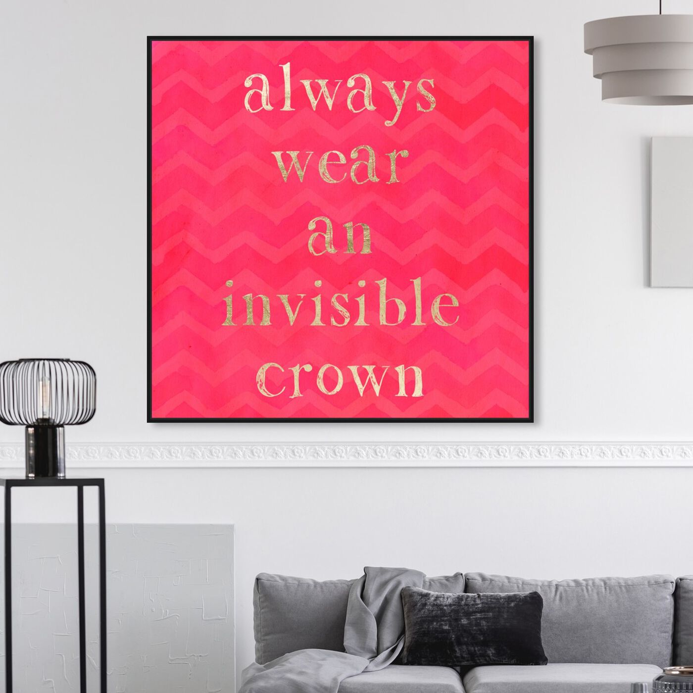 Hanging view of Invisible Crown featuring typography and quotes and fashion quotes and sayings art.
