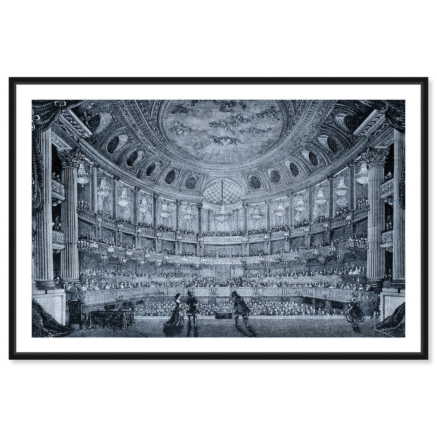 Front view of Royal Opera of Versailles 1850 Engraving featuring architecture and buildings and european buildings art.