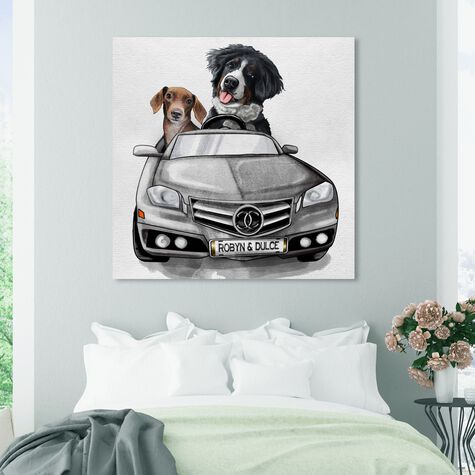 Luxury Car Duo - Custom Pet Portrait