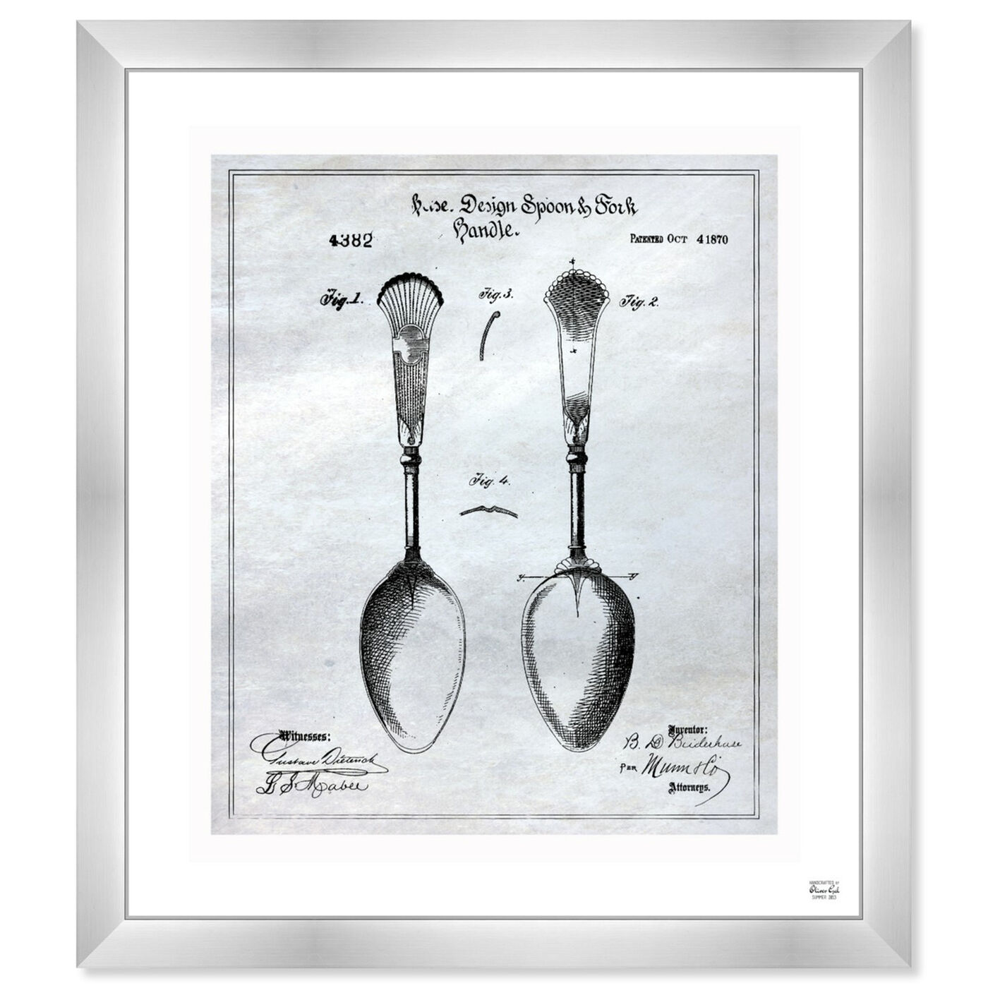 Front view of Design For Spoon And Fork Handles 1870 featuring food and cuisine and cooking and chef art.