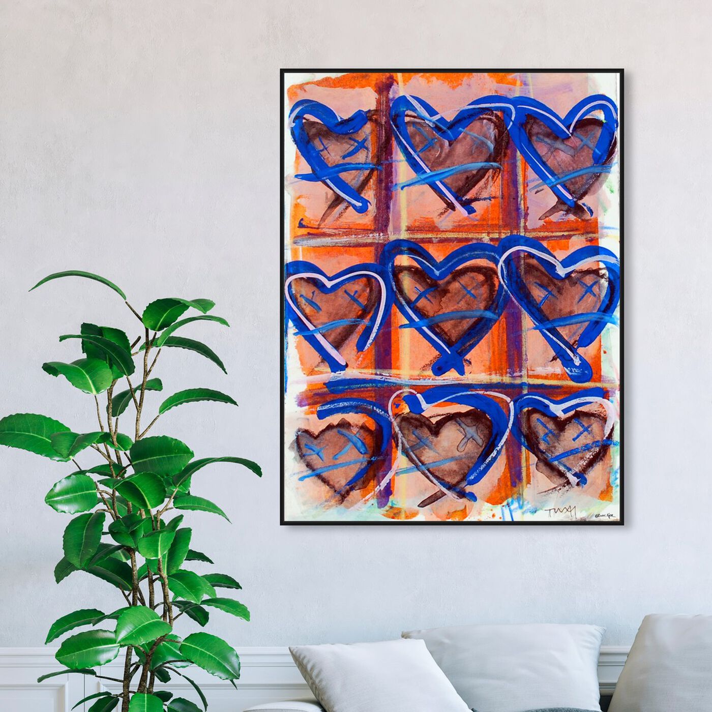 Hanging view of HeartAZUL by Tiago Magro featuring abstract and paint art.