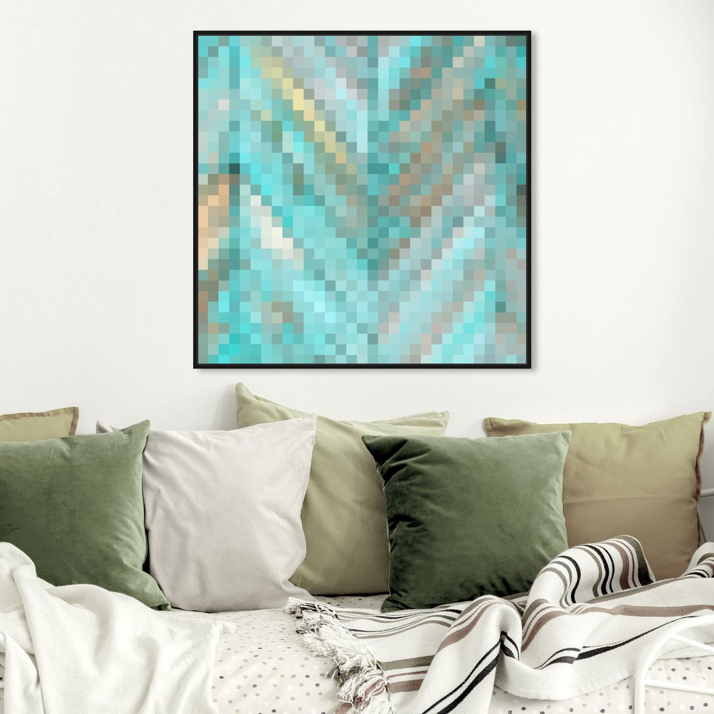 Hanging view of Aqua Party featuring abstract and crystals art.