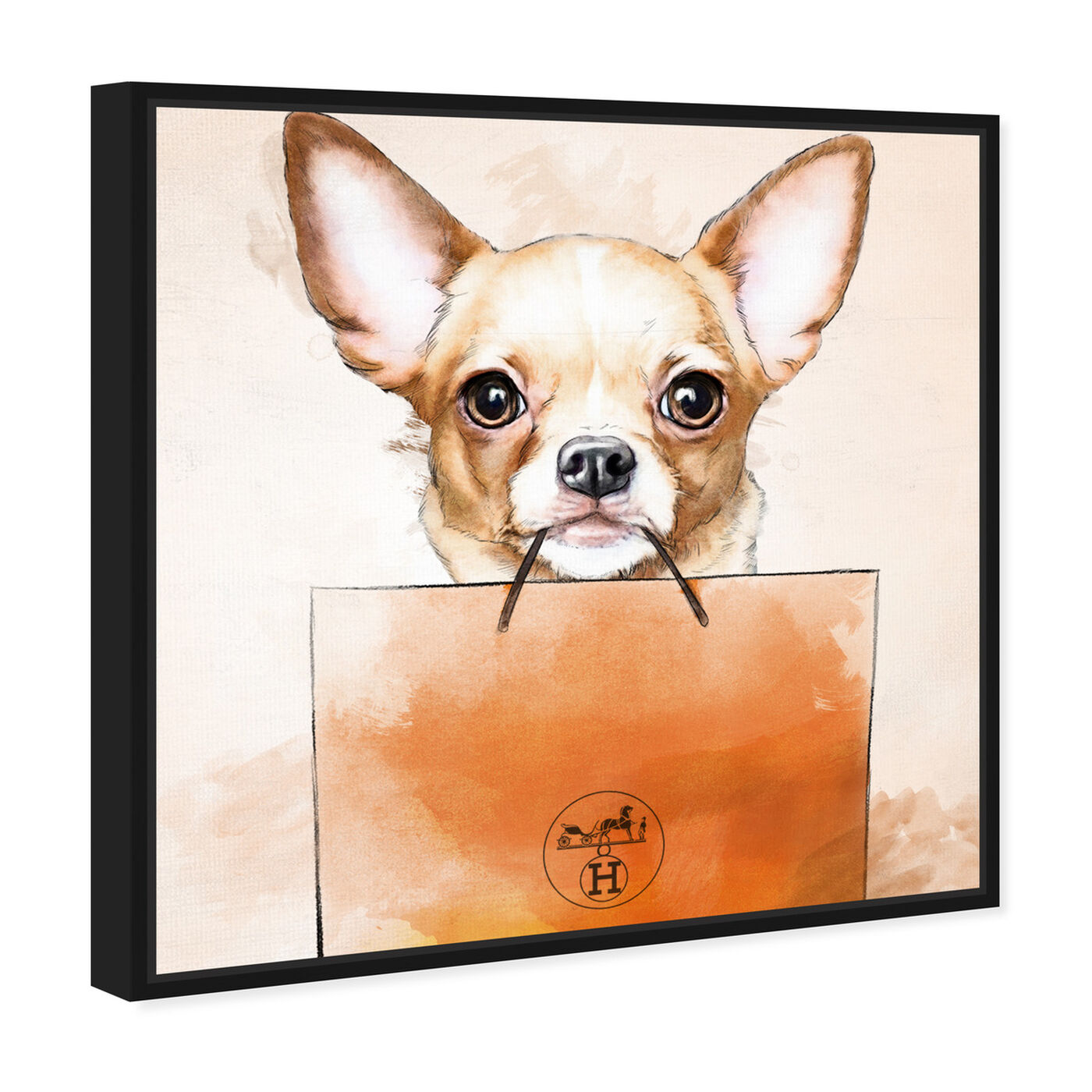Angled view of Chihuahua Watercolor Bag featuring animals and dogs and puppies art.
