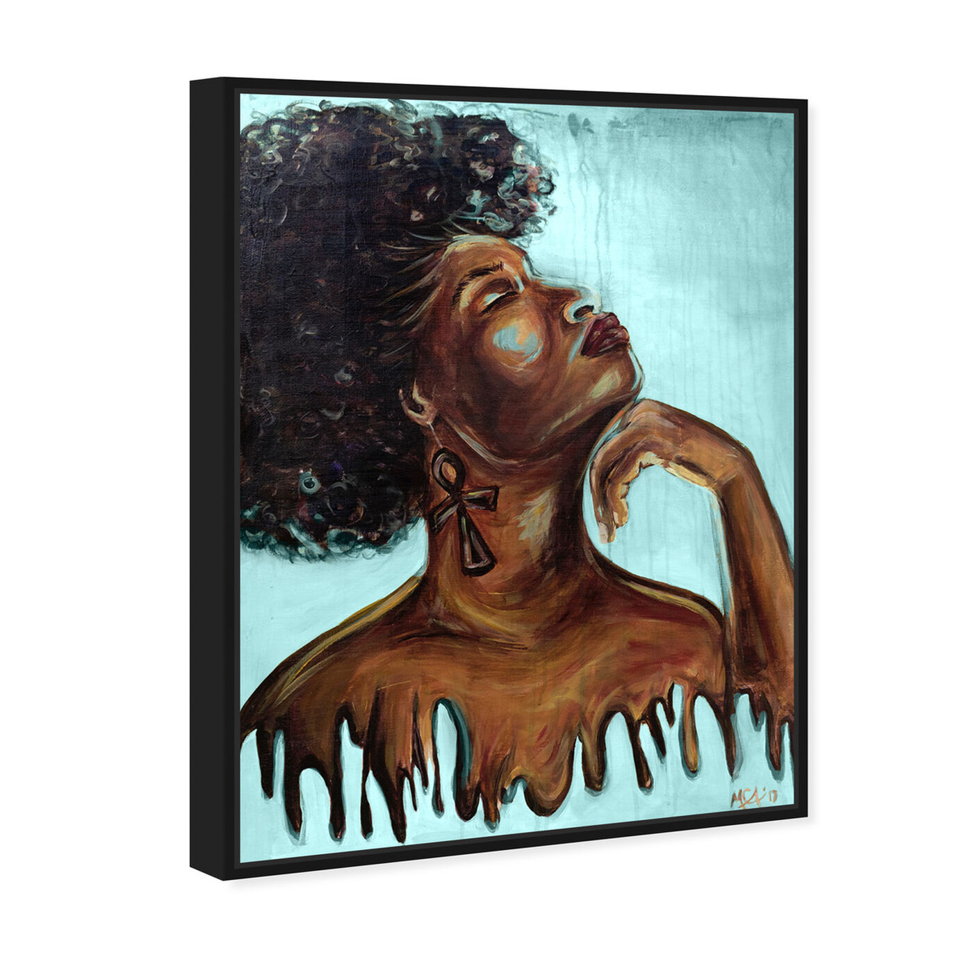 Angled view of Marissa Anderson - Dripping Melanin Blue featuring fashion and glam and portraits art.