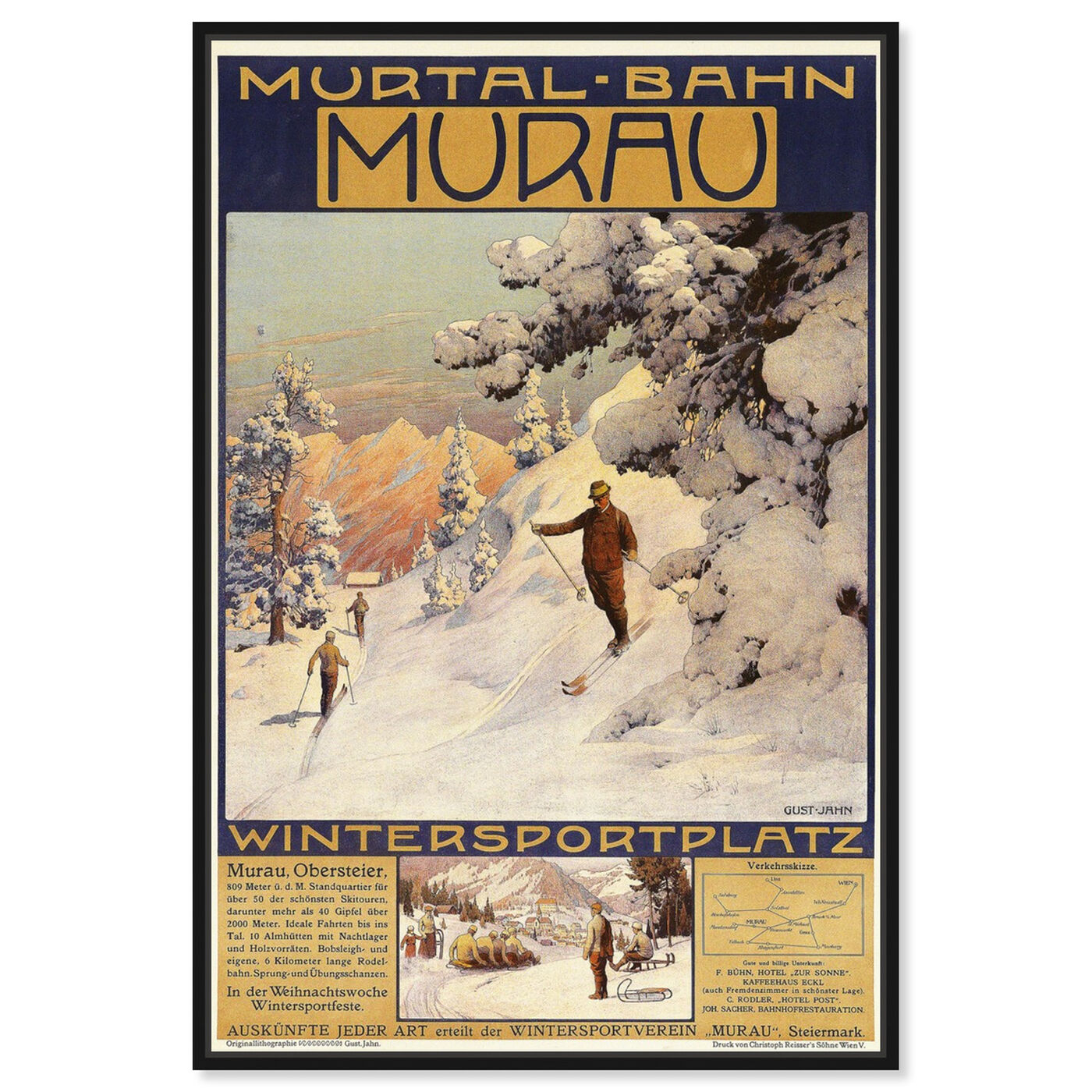 Front view of Murau featuring advertising and posters art.