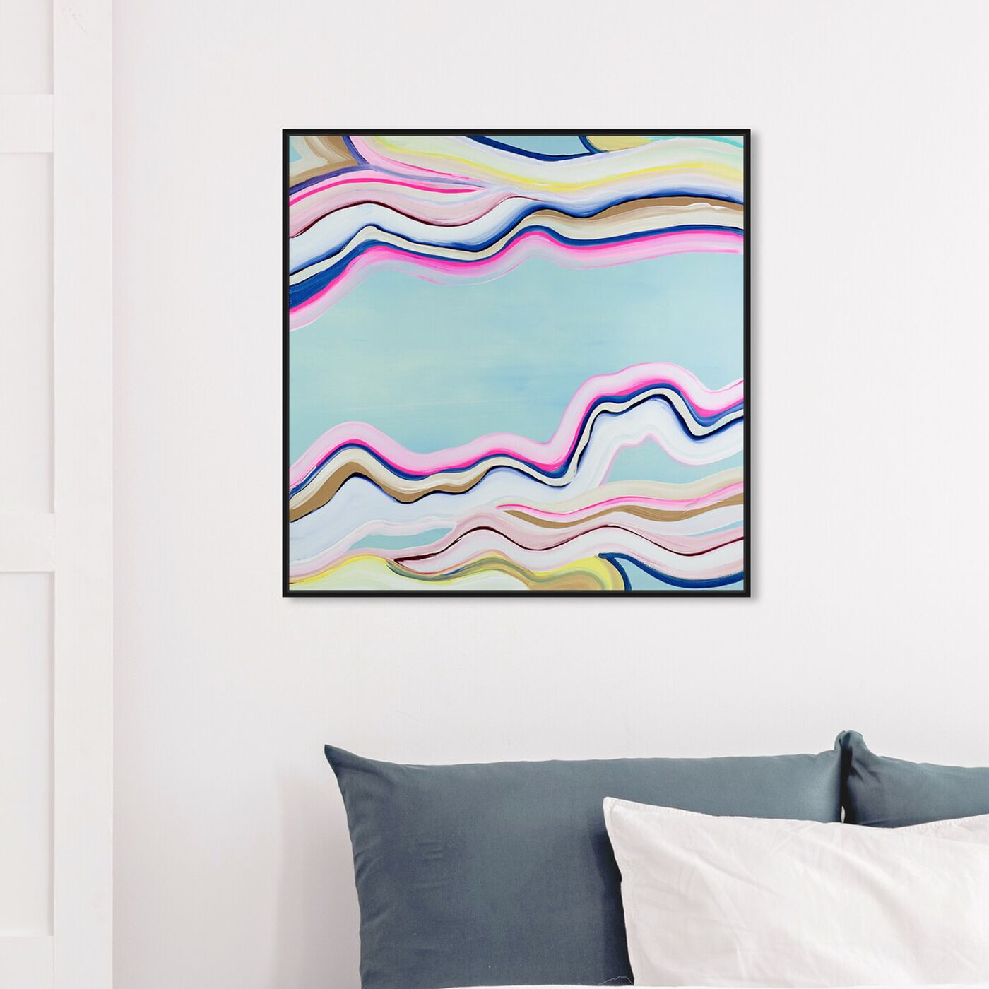 Hanging view of Flow  featuring abstract and paint art.