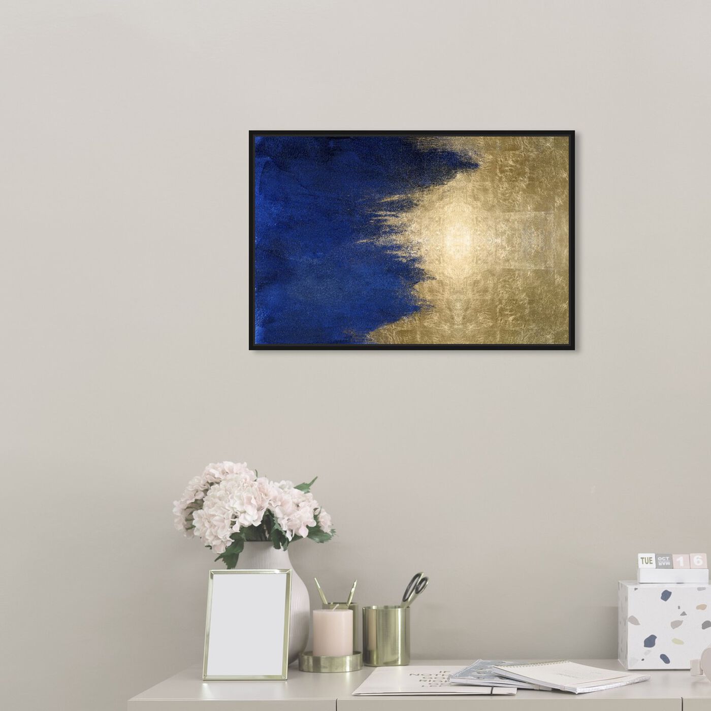 Hanging view of Light symphony in Blue featuring abstract and paint art.