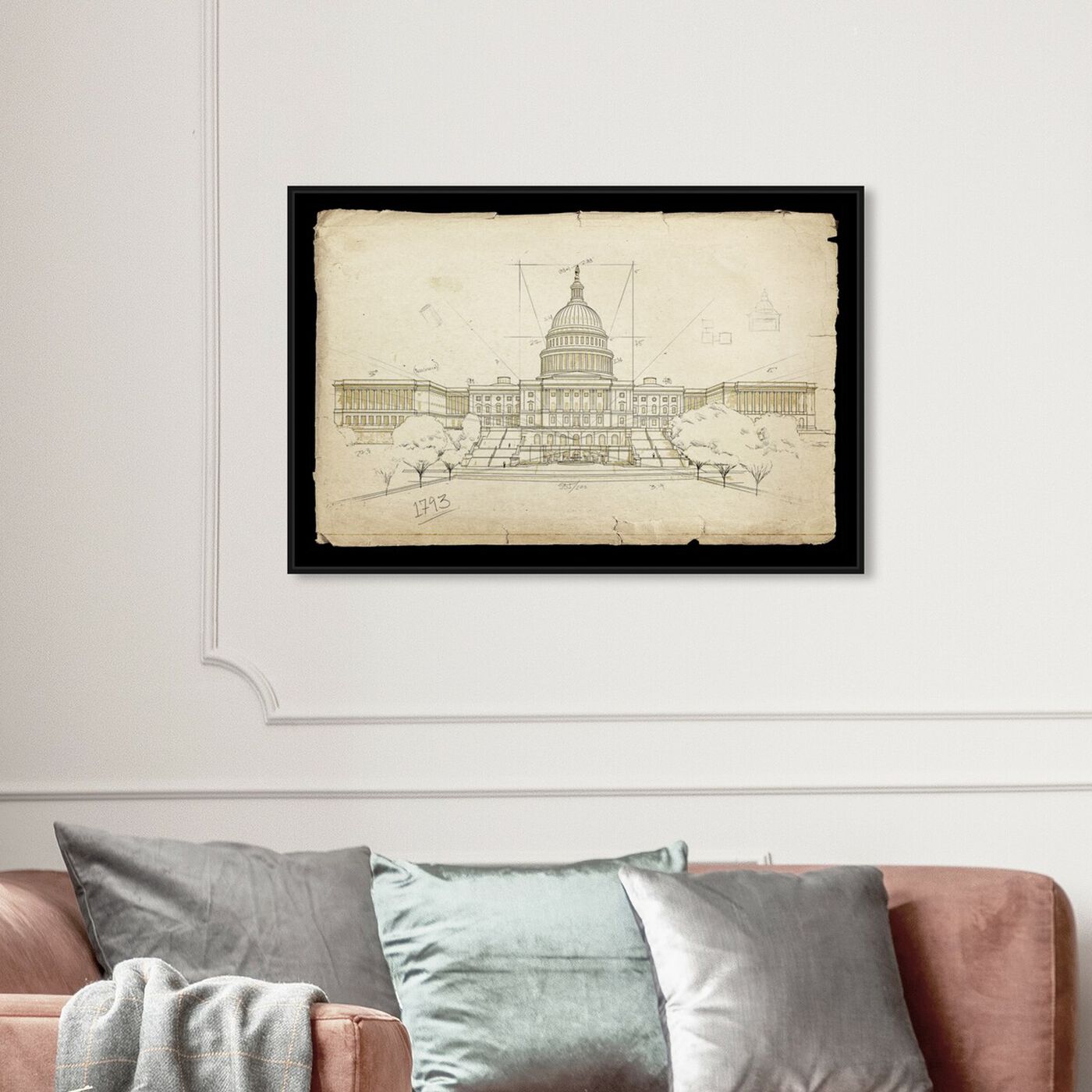 Hanging view of Capitol Building featuring architecture and buildings and united states buildings art.