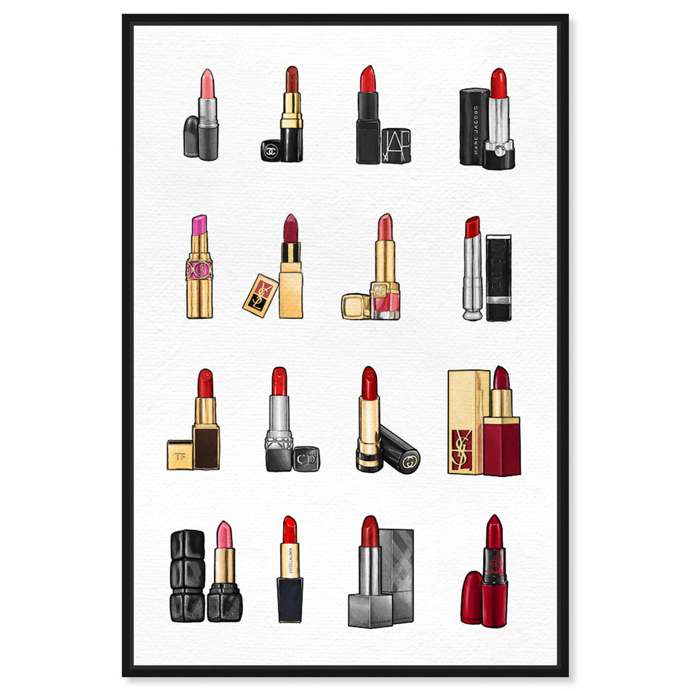 Front view of Lipsticks featuring fashion and glam and makeup art.