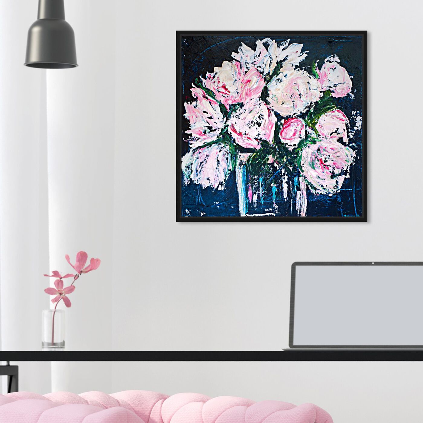 Hanging view of Peonies by The Bucket by Claire Sower featuring floral and botanical and florals art.