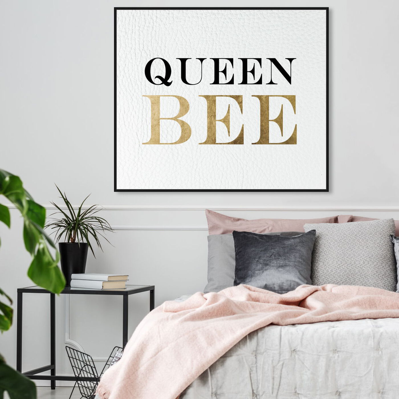 Hanging view of Queen Bee featuring typography and quotes and empowered women quotes and sayings art.