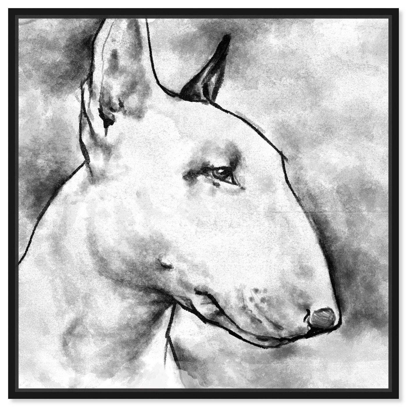 Front view of Bull Terrier featuring animals and dogs and puppies art.