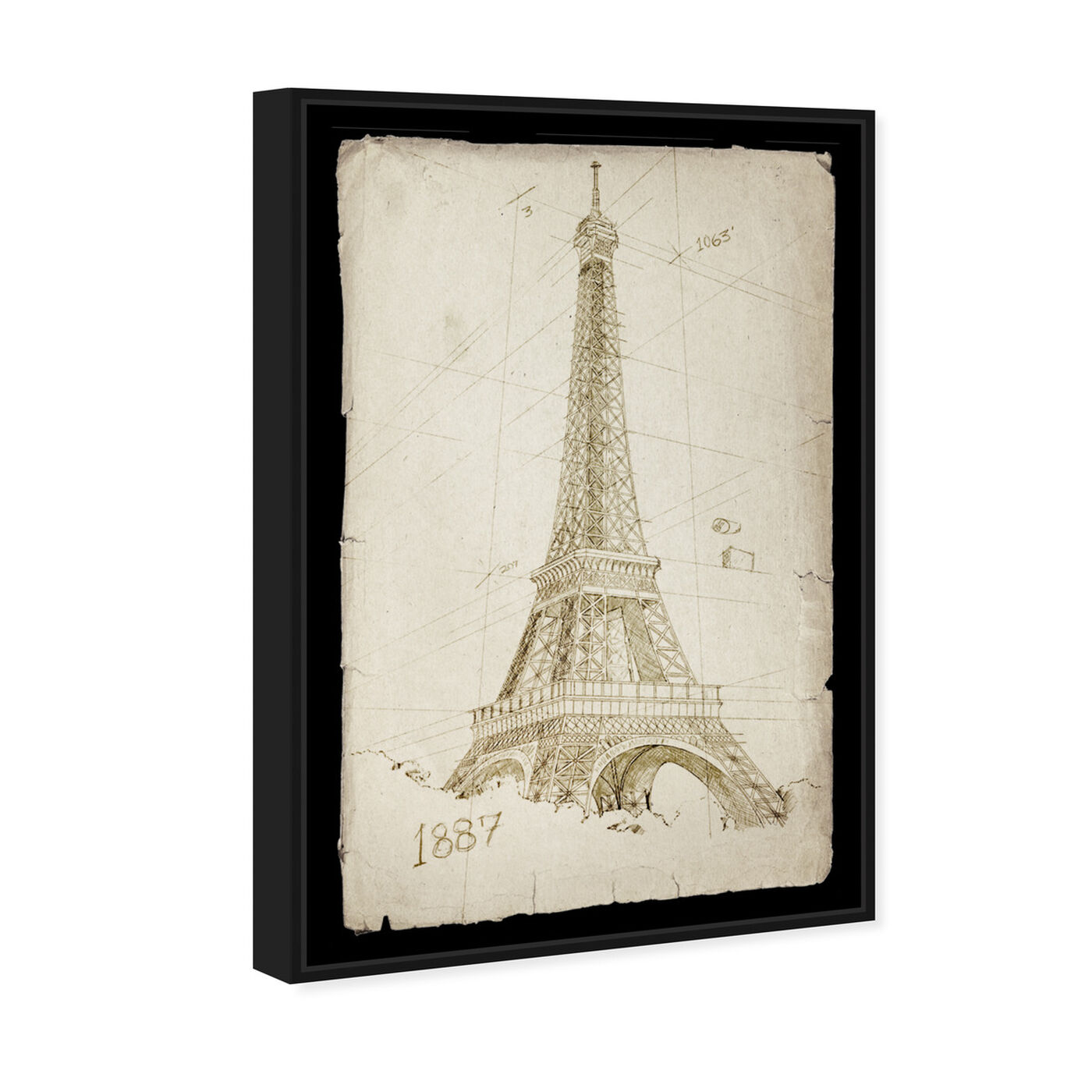 Angled view of Eiffel Tower 1887 featuring architecture and buildings and european buildings art.