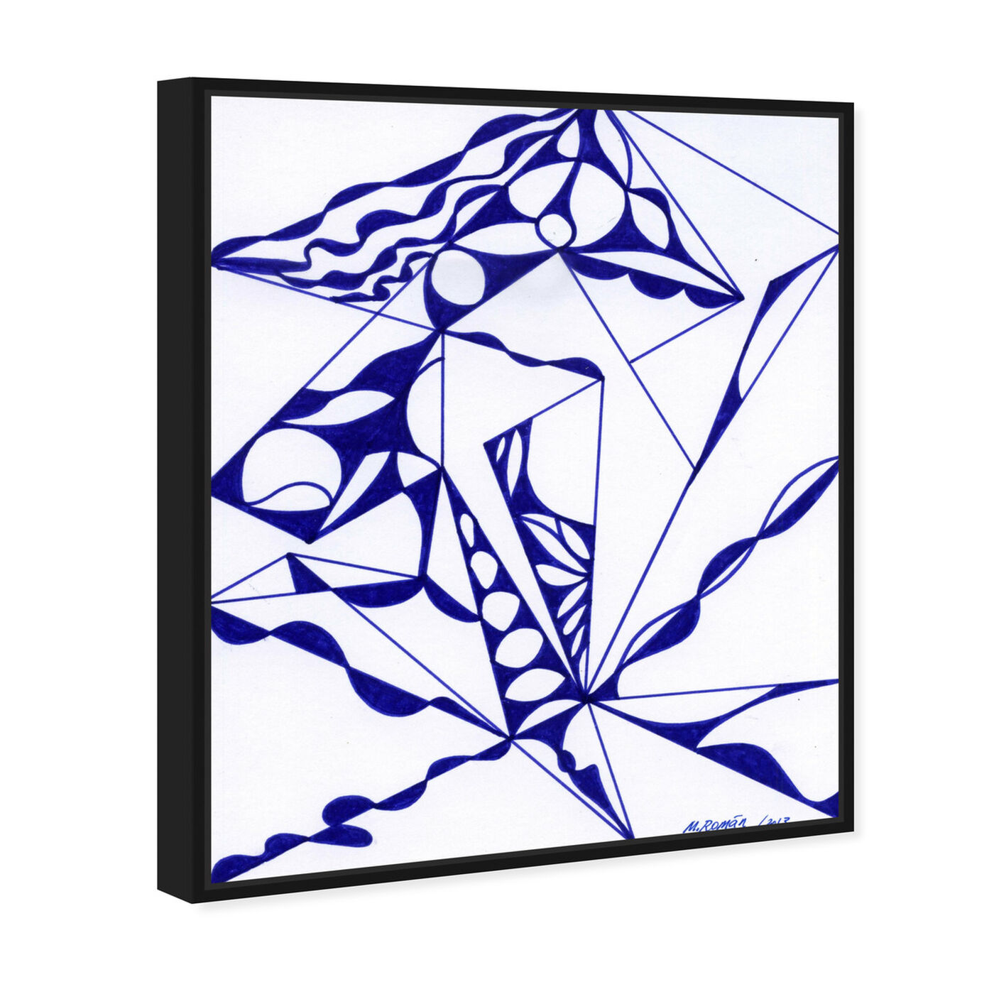 Angled view of Blue Quartz featuring abstract and shapes art.
