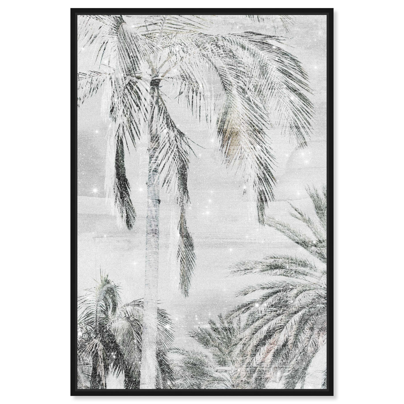 Front view of Palm Trees Neutral Sparkle featuring floral and botanical and trees art.