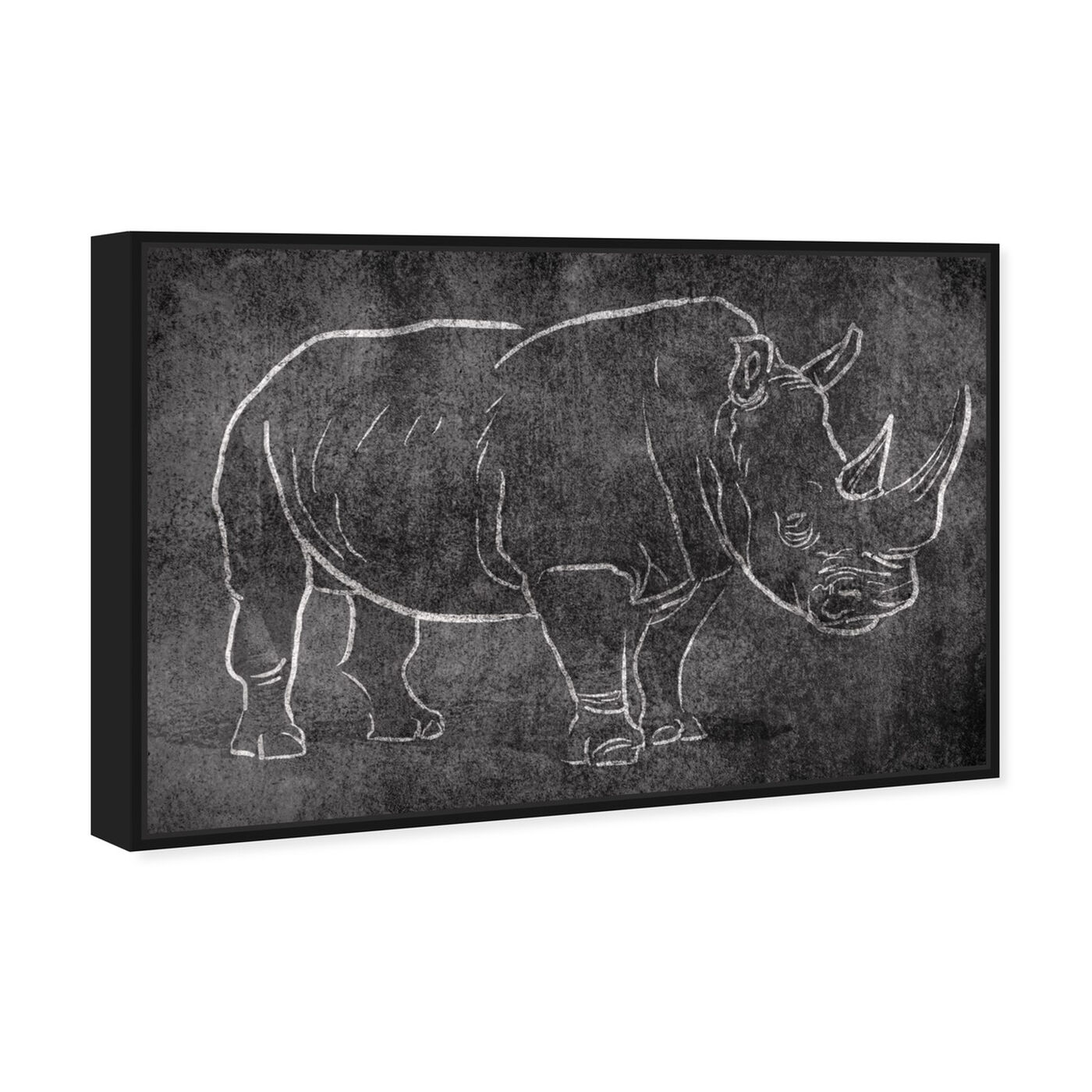 Angled view of Chalk Rhino featuring animals and zoo and wild animals art.