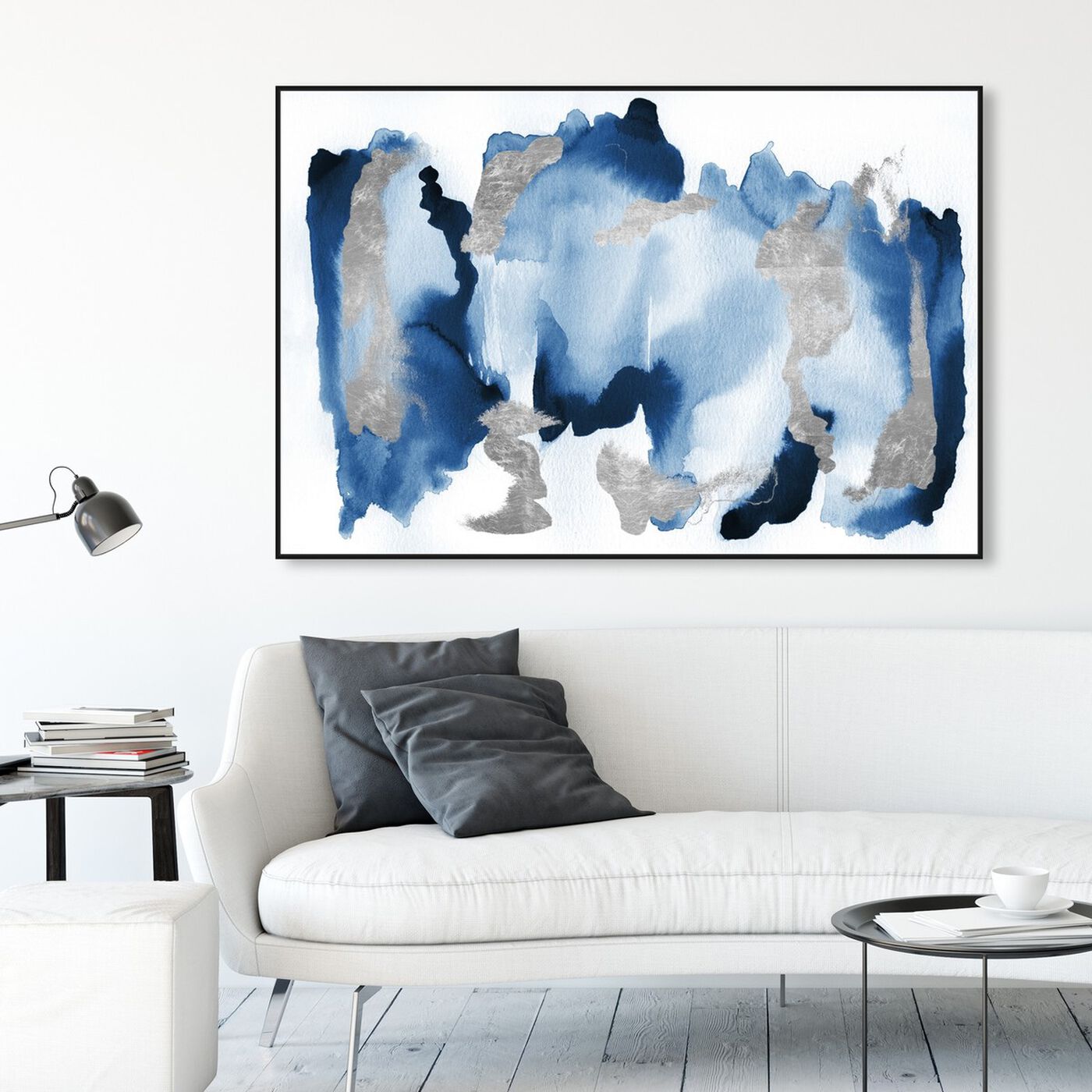 Hanging view of In Too Deep featuring abstract and watercolor art.
