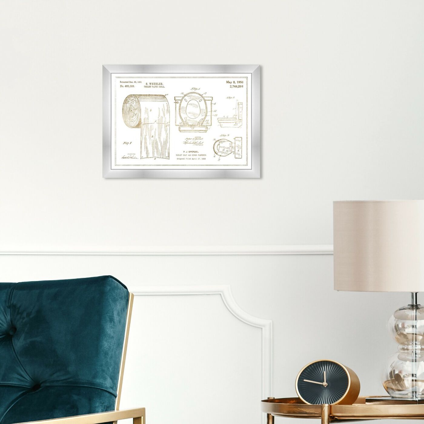 Hanging view of Toilet Set, Gold Foil featuring bath and laundry and bath art.