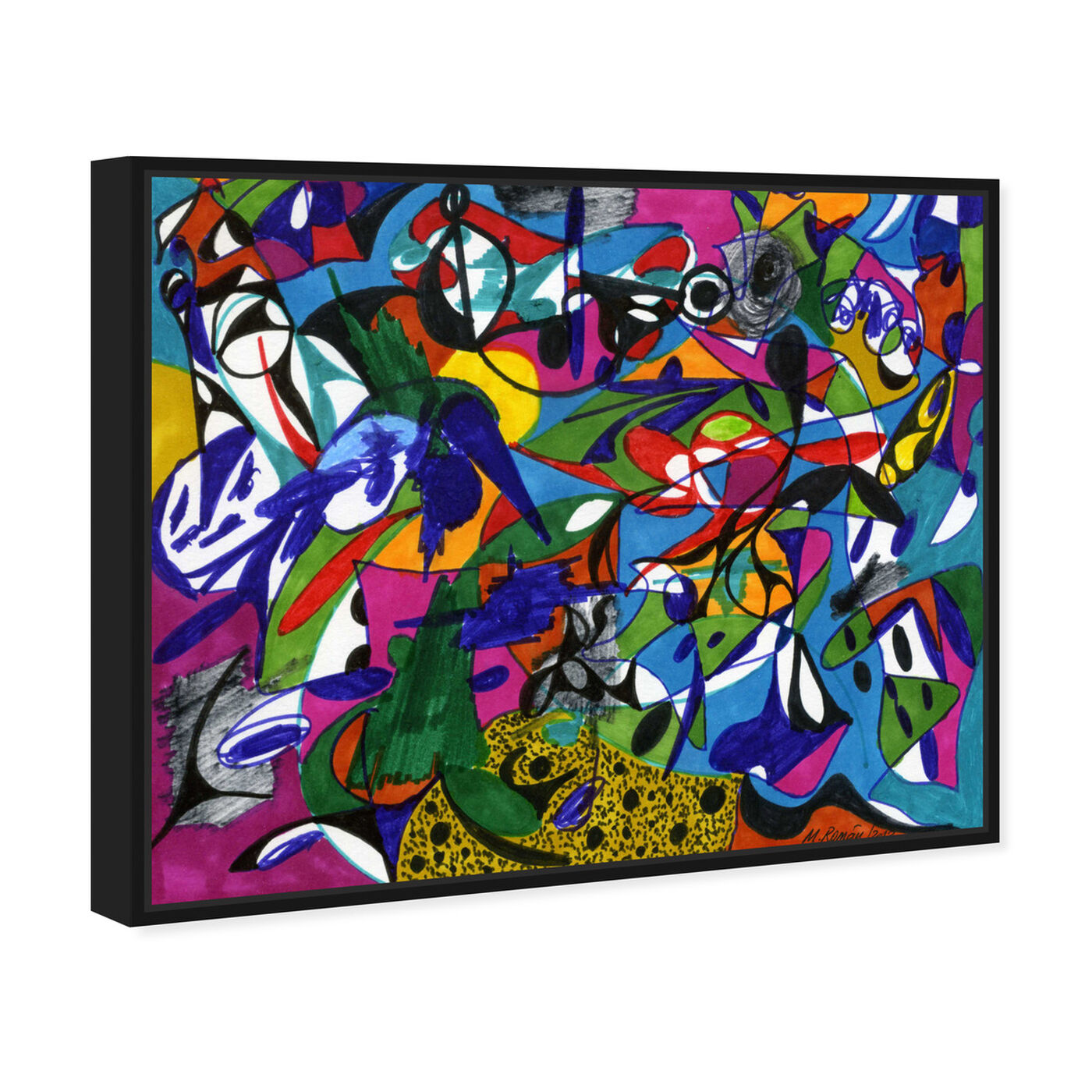 Angled view of Cacophony featuring abstract and shapes art.