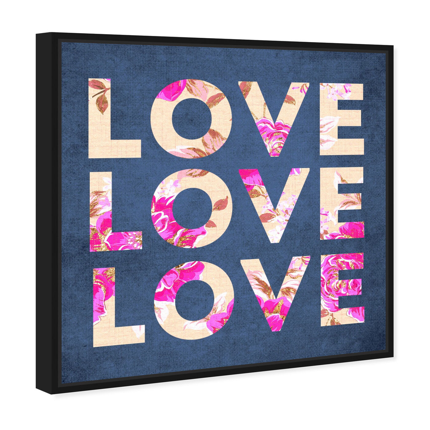 Angled view of Love Triple featuring typography and quotes and love quotes and sayings art.