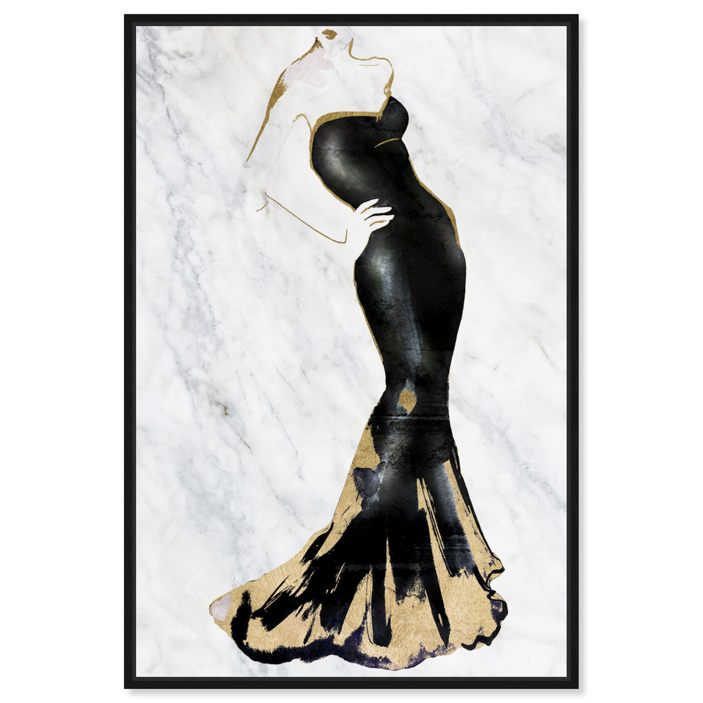 Front view of Gill Bay - Black Dress Gold and Marble II featuring fashion and glam and dress art.