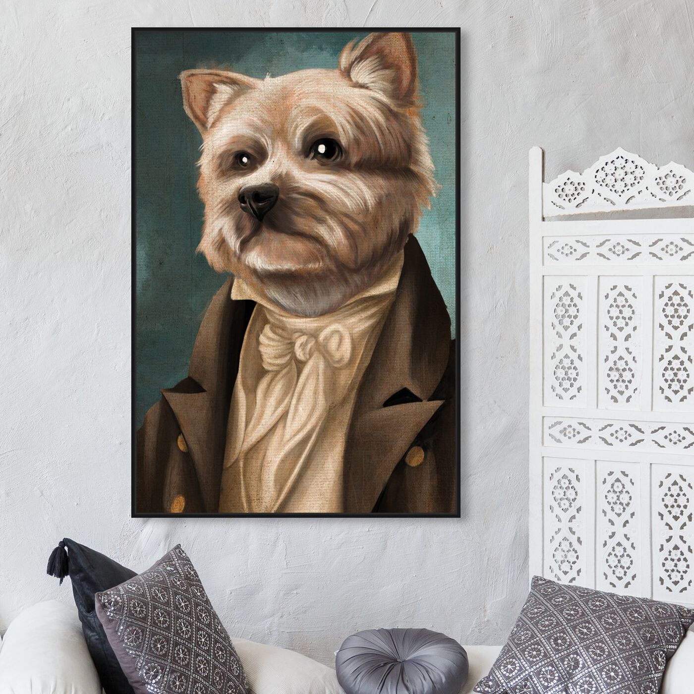 Hanging view of Yorkie Gentlemen featuring animals and dogs and puppies art.