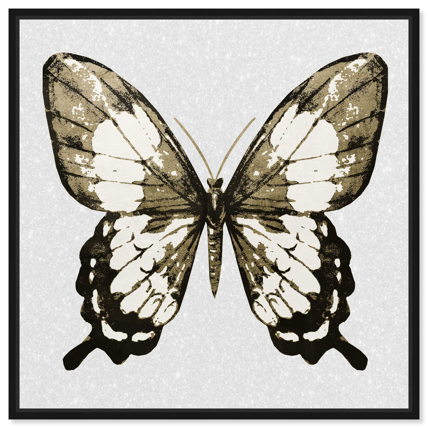 Front view of Butterfly Gold and Black featuring animals and insects art.