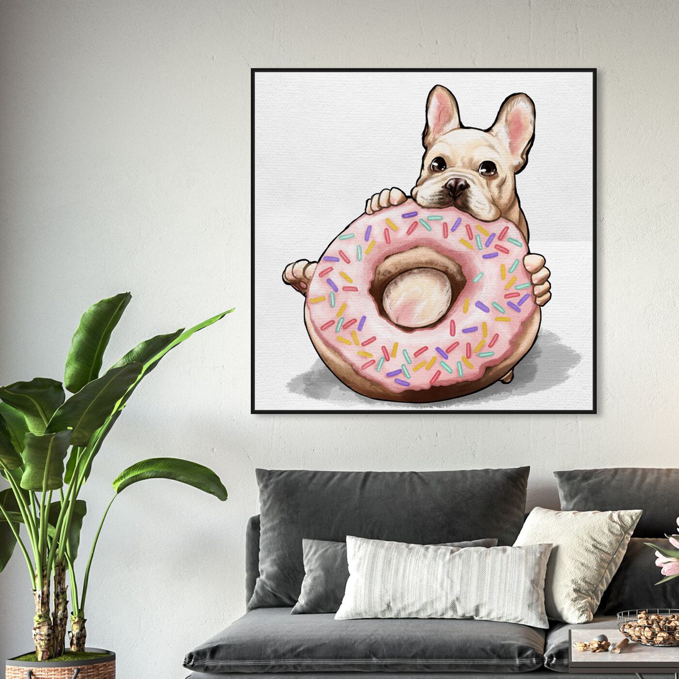 Hanging view of Donut Frenchie featuring animals and dogs and puppies art.