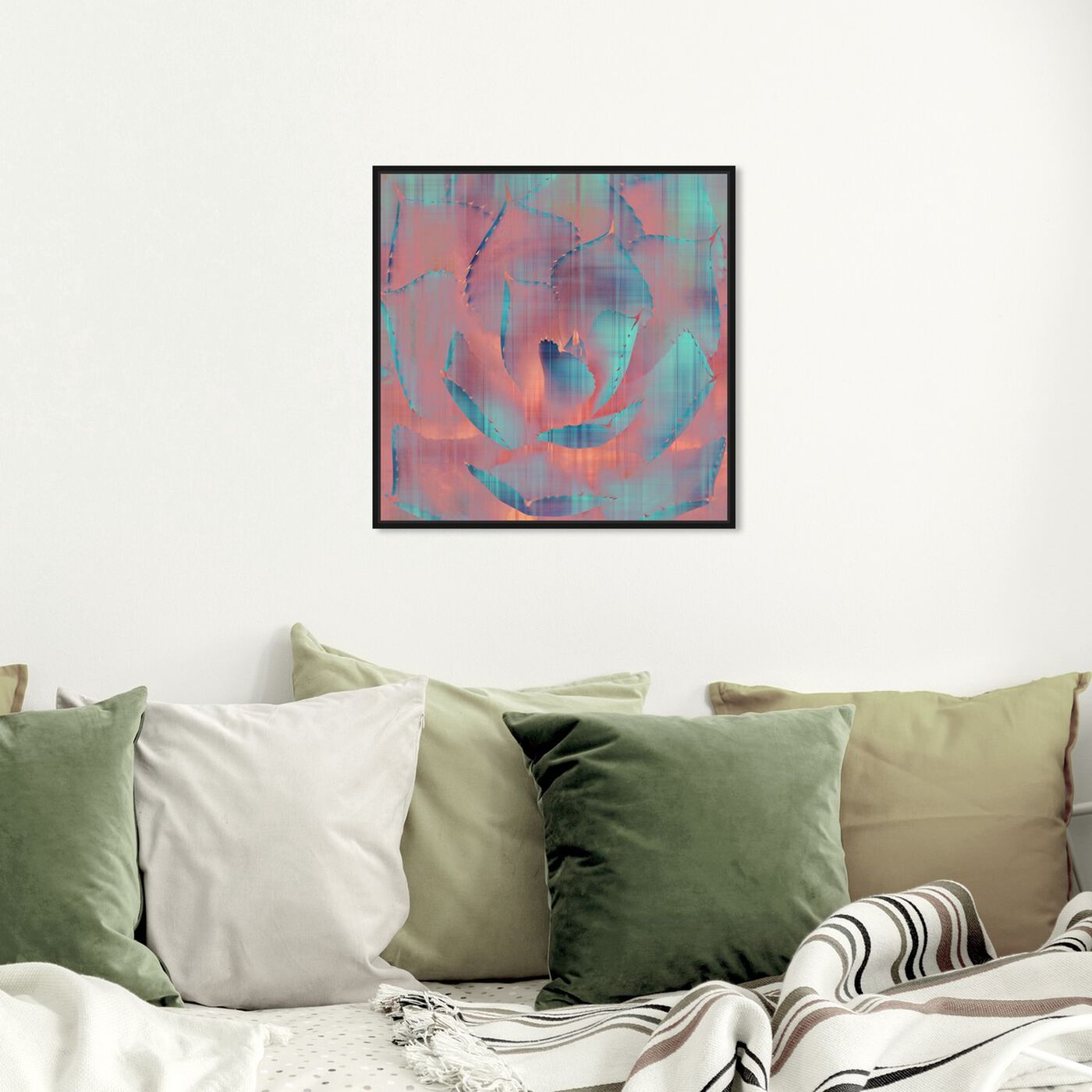 Hanging view of Pastel Cactus featuring abstract and paint art.