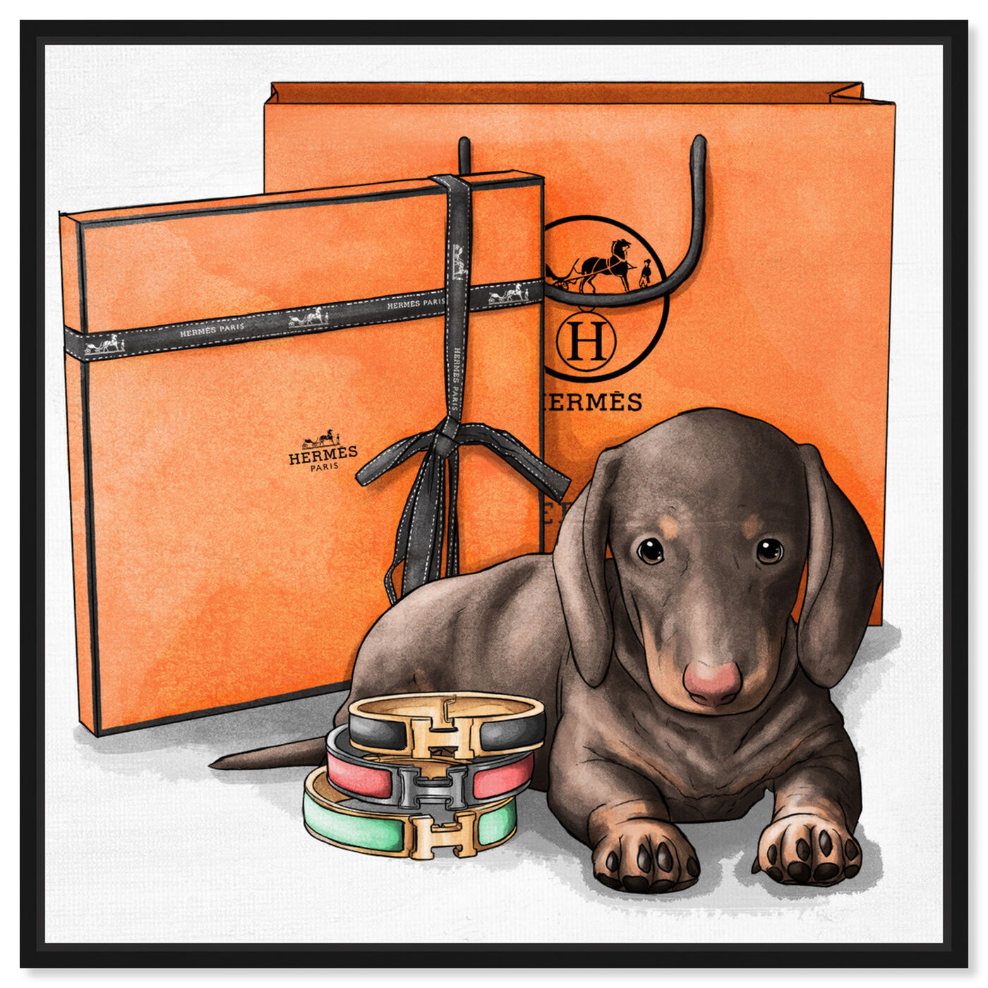 Front view of Fancy Doxie featuring animals and dogs and puppies art.