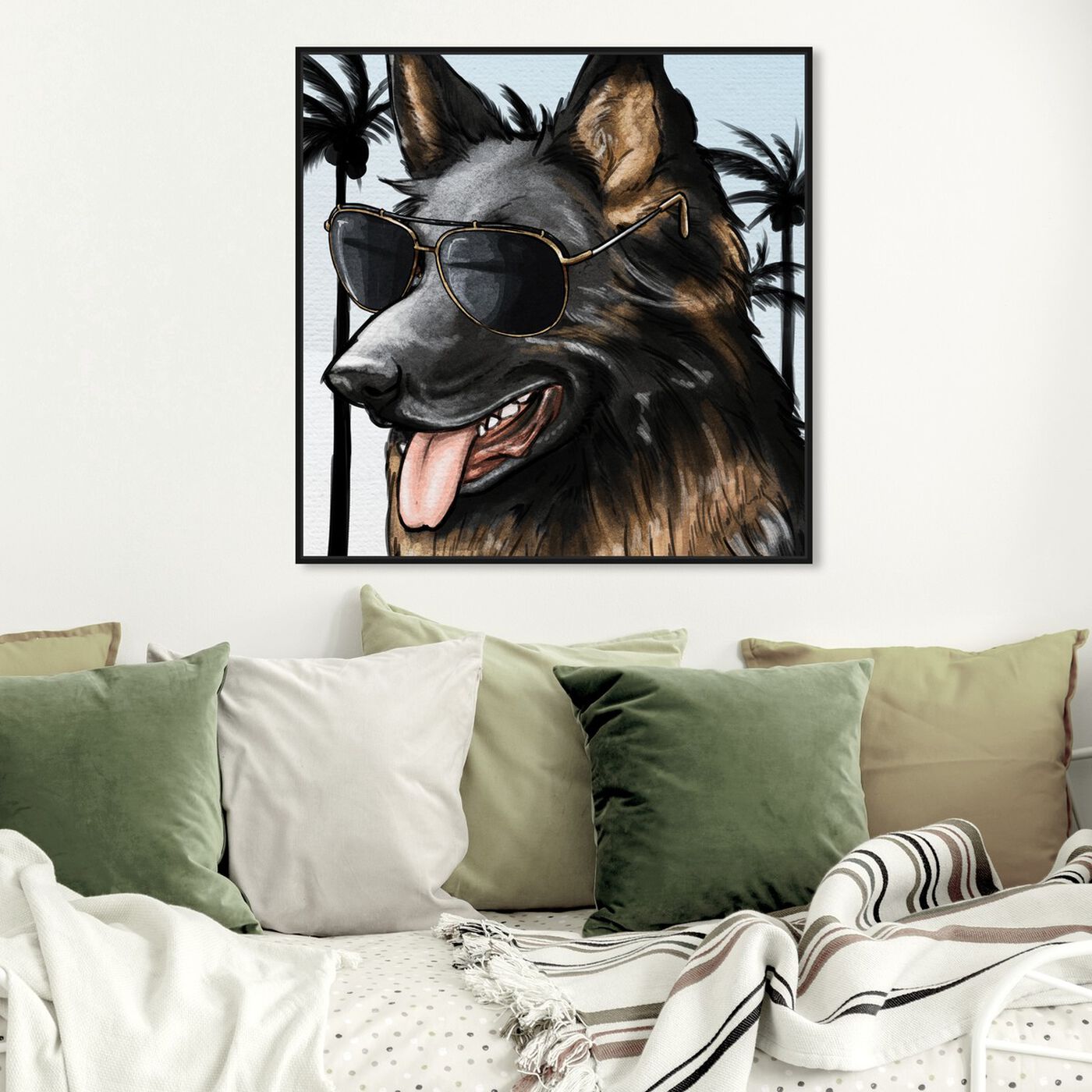 Hanging view of German Shephard Palm Glam featuring animals and dogs and puppies art.
