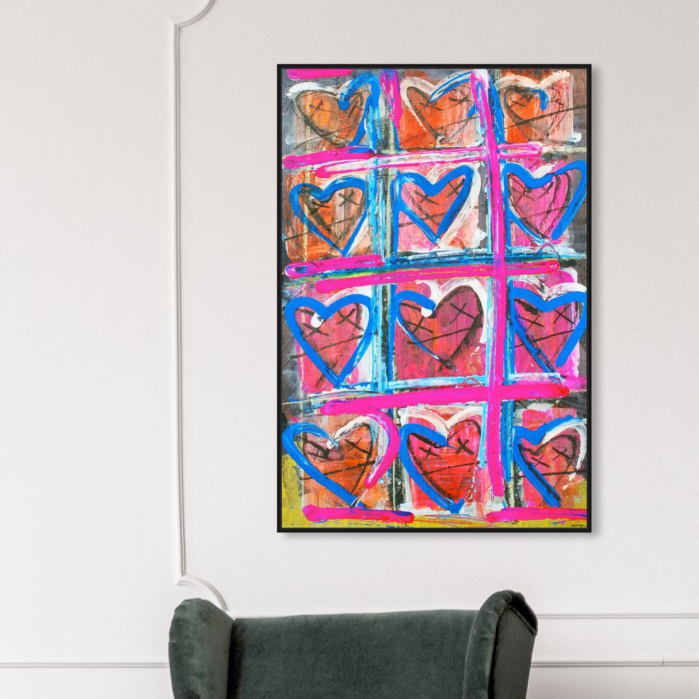 Hanging view of HeartBLUEPINK by Tiago Magro featuring fashion and glam and hearts art.