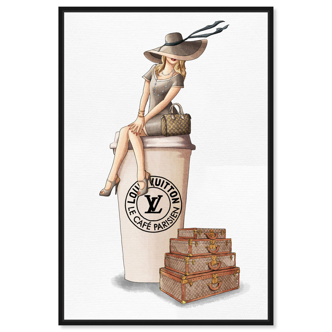 Front view of Cafe au Lait Paris featuring fashion and glam and handbags art.