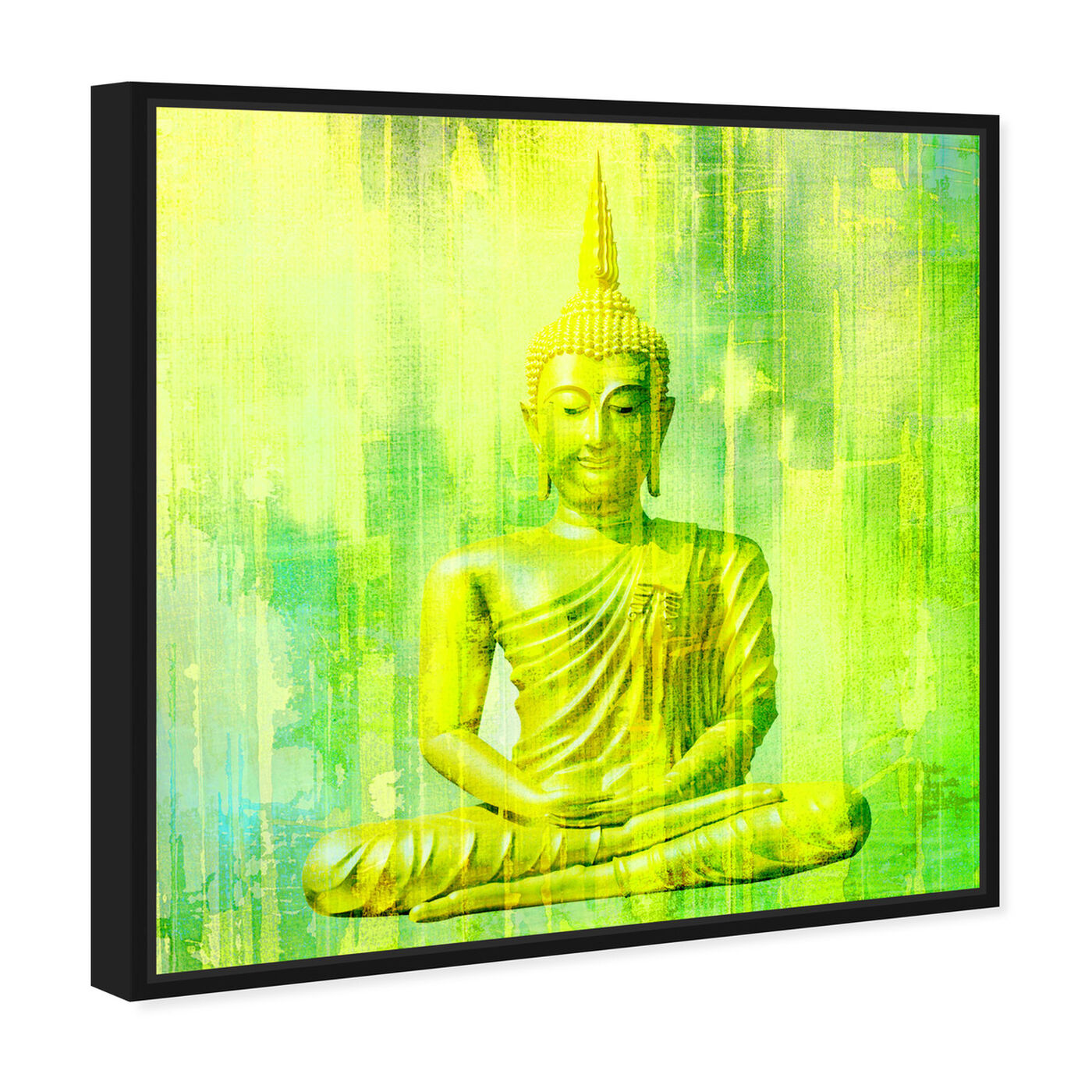 Angled view of Buddha Neon Lime featuring spiritual and religious and religion art.