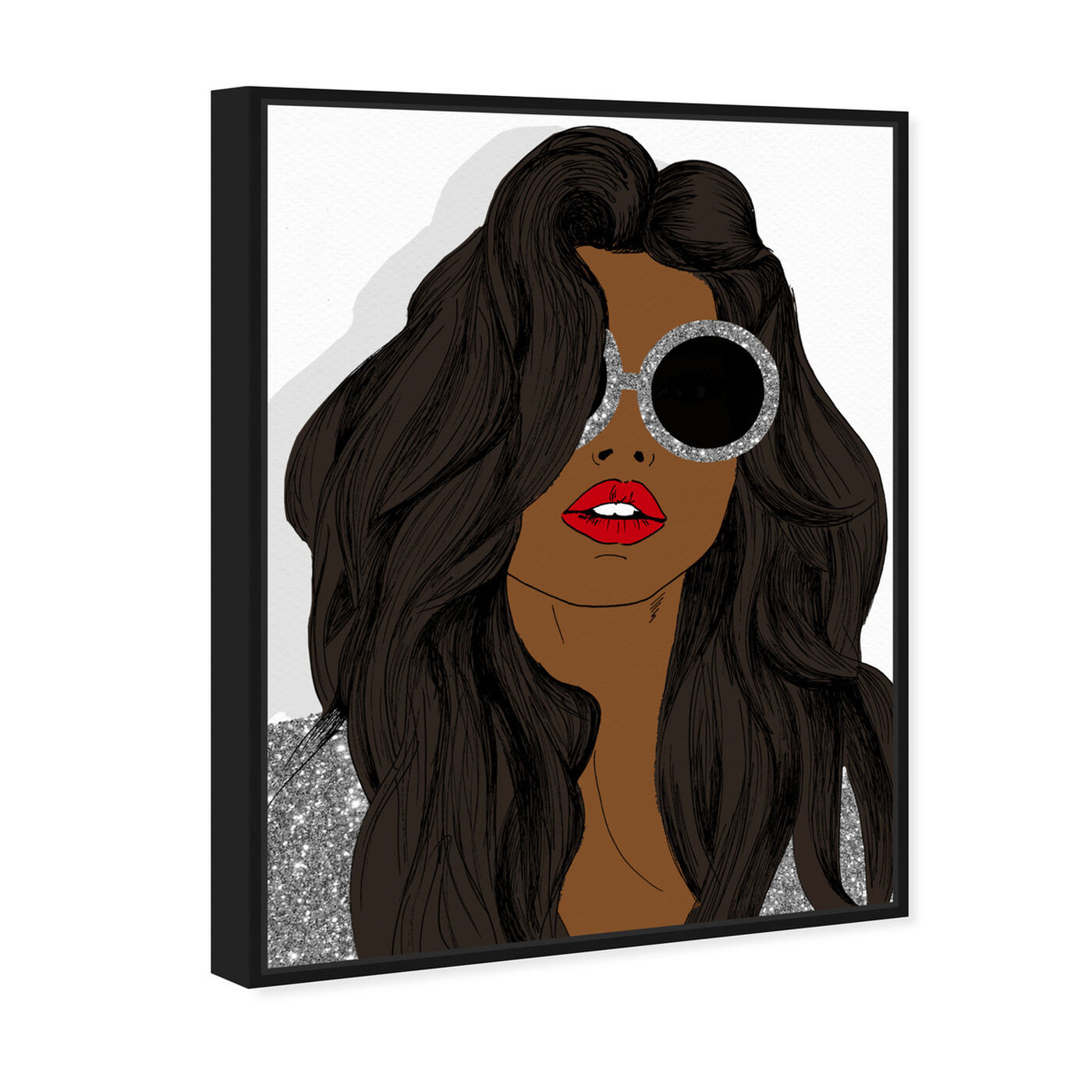 Angled view of Brunette Sunglasses featuring fashion and glam and accessories art.