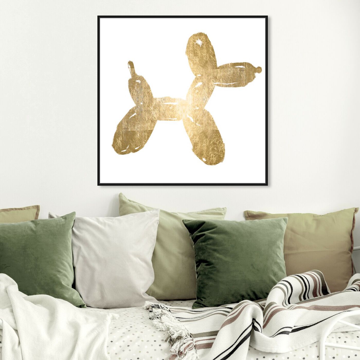 Hanging view of Balloon Dog Photocopy Gold Foil featuring fashion and glam and lifestyle art.