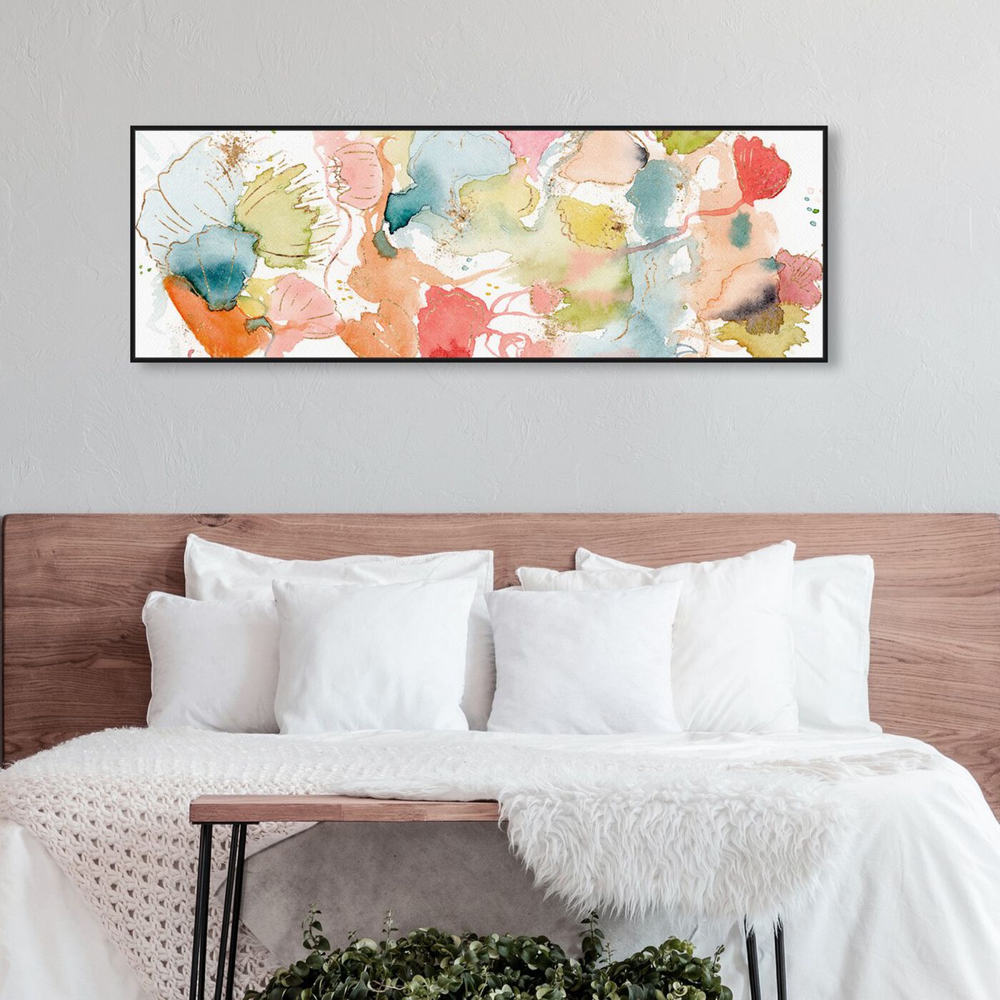 Hanging view of My Wild Garden featuring abstract and watercolor art.